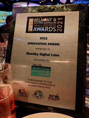 BlueSky wins the Innovation Award at the Belmont Business Awards 2021 | BlueSky Perth Custom Web + App Development